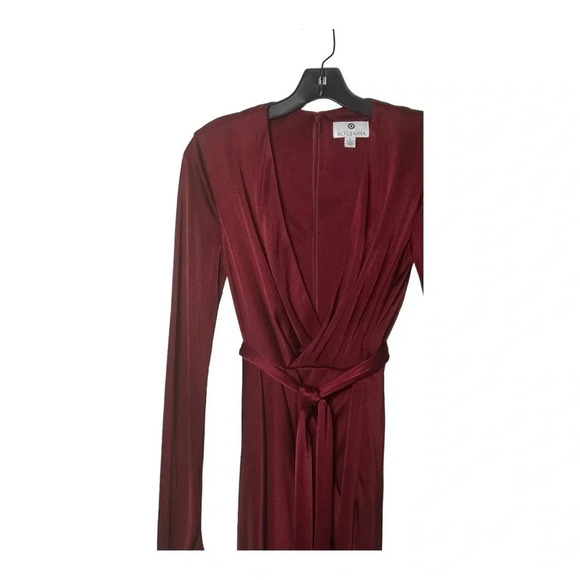 0388W.‎ ALTUZARRA FOR TARGET SATIN WRAP DRESS SIZE 4 MAROON IN COLOR; WITH BELT - Picture 5 of 11